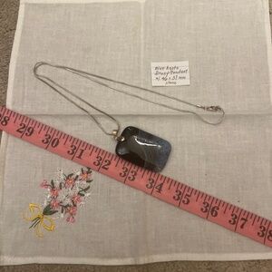 Blue agate pendant necklace